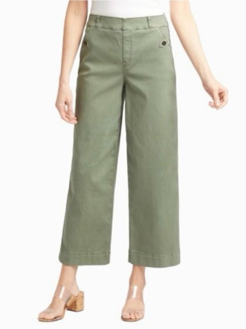 SPANX Stretch Twill Cropped Wide Leg Pant SZ M Tall